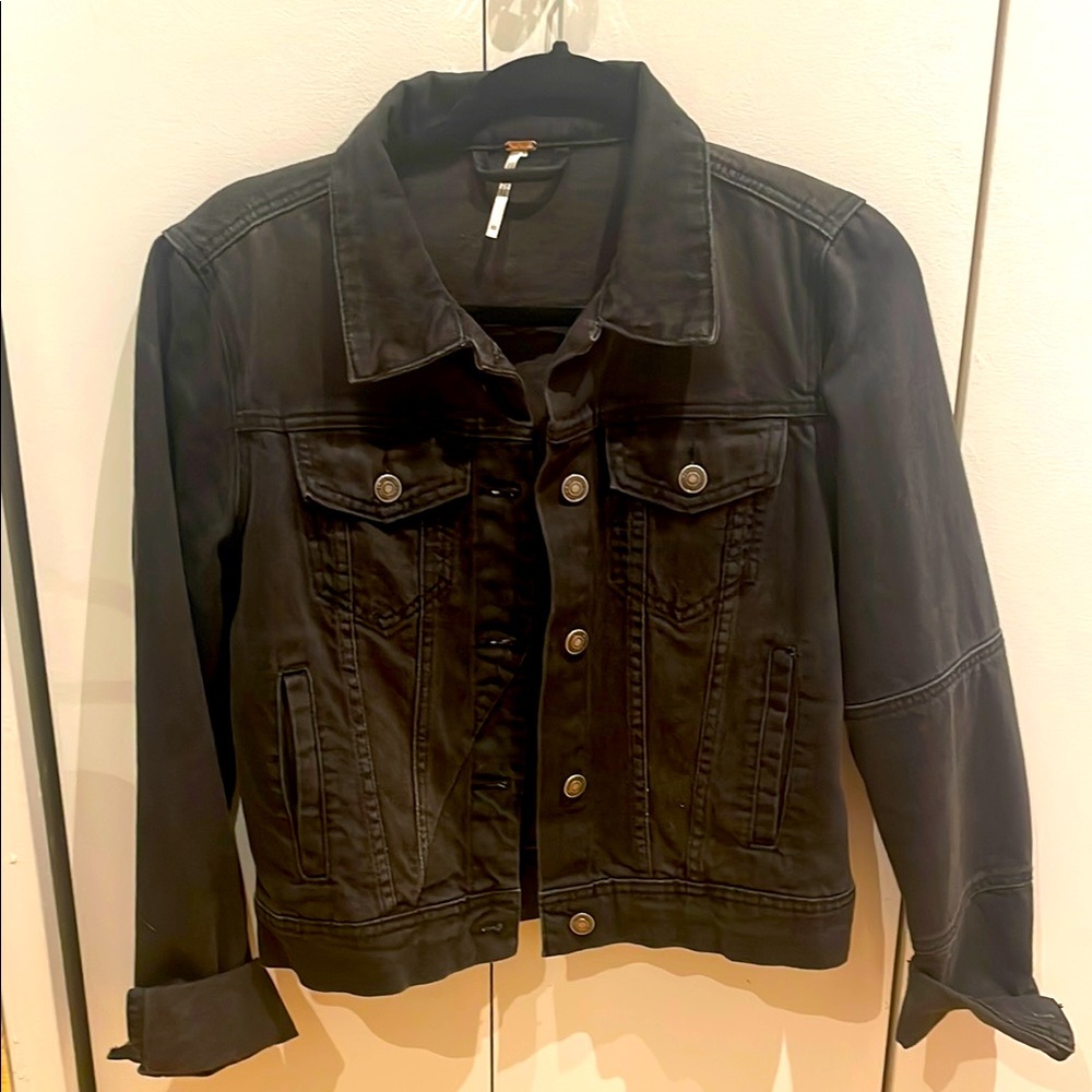 Free People women’s  black denim jacket. Size XS
